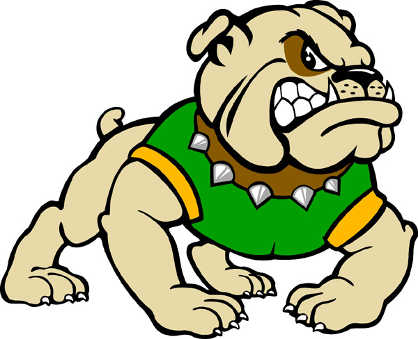 Bull Dog 1 mascot team sticker. Personalize your team pride! 